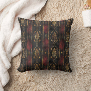 Persian Gold Damask Noir Pattern (3) Throw Pillow