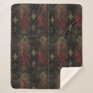 Persian Gold Damask Noir Pattern (4) Sherpa Blanket