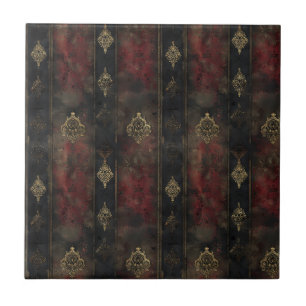 Persian Gold Damask Noir Pattern (4) Tile
