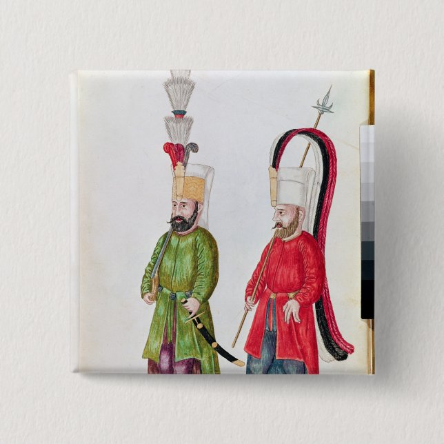 Persian Janissaries, 1513 2 Inch Square Button (Front)