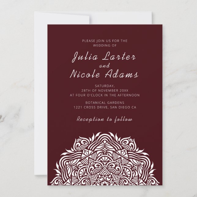 Persian Jewel Arch Ordinate Mandala Wedding Invitation (Front)