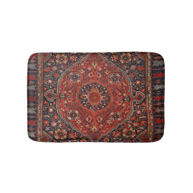 Persian Joshan Red Rusty Blue  Bath Mat (Front)