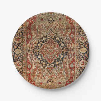 Persian Kashan Burnt Orange Yellow  Paper Plate