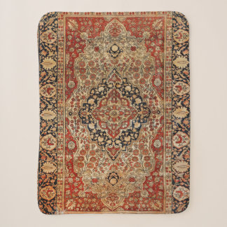 Persian Kashan Burnt Orange Yellow  Sherpa Blanket