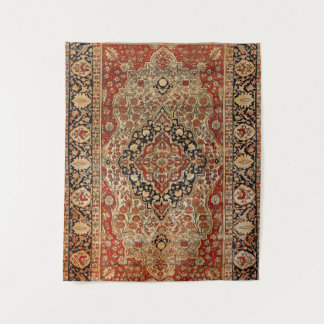 Persian Kashan Burnt Orange Yellow  Tapestry