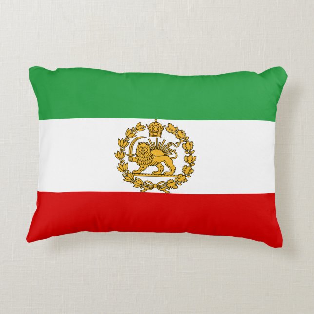 Persian Lion And Sun Flag Crown Pahlavi Monarchy Accent Pillow (Back)