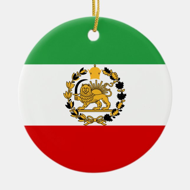 Persian Lion And Sun Flag Crown Pahlavi Monarchy Ceramic Ornament (Front)