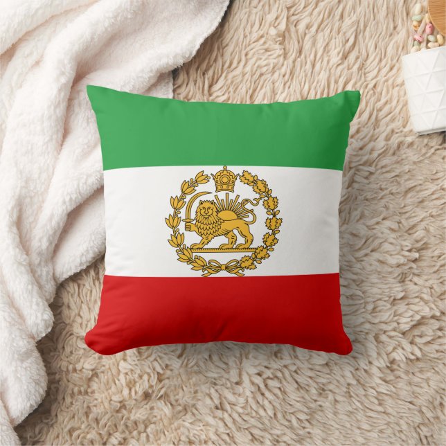 Persian Lion And Sun Flag Crown Pahlavi Monarchy Throw Pillow (Blanket)
