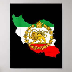 Persian lion, iran map, iranian flag, lion & poster
