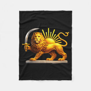Persian lion, iranian flag, lion & sun emblem fleece blanket