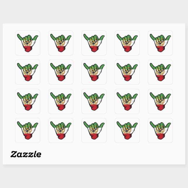 Persian Lion Shaka Hand Square Sticker (Sheet)