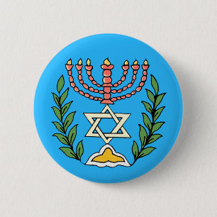 Persian Magen David Menorah 2 Inch Round Button