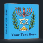 Persian Magen David Menorah Binder<br><div class="desc">This image was adapted from an antique Persian Jewish tile and features a menorah with a Magen David (Star of David) framed by olive branches. The imperfections of the original, hand-painted image have been preserved.</div>