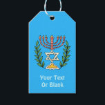 Persian Magen David Menorah Gift Tags<br><div class="desc">This image was adapted from an antique Persian Jewish tile and features a menorah with a Magen David (Star of David) framed by olive branches. The imperfections of the original, hand-painted image have been preserved. Add your own text.</div>