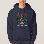Persian Magen David Menorah Hoodie<br><div class="desc">This image was adapted from an antique Persian Jewish tile and features a menorah with a Magen David (Star of David) framed by olive branches. The imperfections of the original, hand-painted image have been preserved.</div>