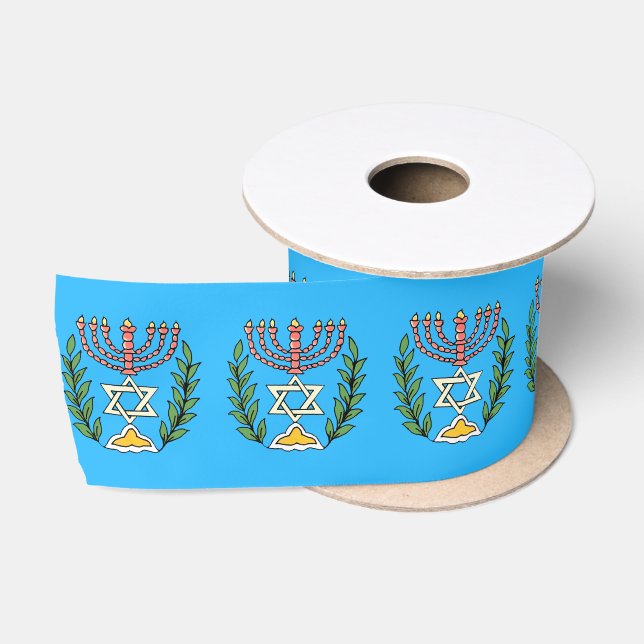 Persian Magen David Menorah Satin Ribbon (Spool)