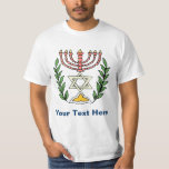 Persian Magen David Menorah T-Shirt<br><div class="desc">This image was adapted from an antique Persian Jewish tile and features a menorah with a Magen David (Star of David) framed by olive branches. The imperfections of the original, hand-painted image have been preserved.</div>