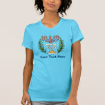 Persian Magen David Menorah T-Shirt<br><div class="desc">This image was adapted from an antique Persian Jewish tile and features a menorah and Magen David (Star of David) framed by olive branches. The imperfections of the original, hand-painted image have been preserved.</div>