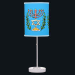 Persian Magen David Menorah Table Lamp<br><div class="desc">This image was adapted from an antique Persian Jewish tile and features a menorah with a Magen David (Star of David) framed by olive branches.  The imperfections of the original,  hand-painted image have been preserved.</div>