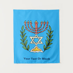 Persian Magen David Menorah Tapestry