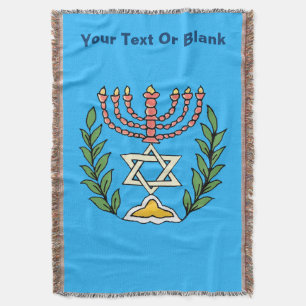Persian Magen David Menorah Throw Blanket