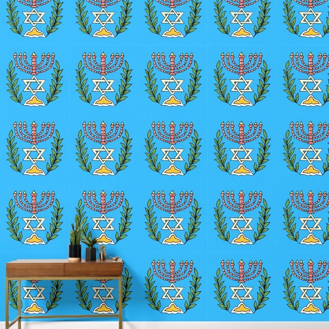 Persian Magen David Menorah Wallpaper (Hallway)