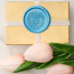 Persian Magen David Menorah Wax Seal Sticker<br><div class="desc">This image was adapted from an antique Persian Jewish tile and features a menorah with a Magen David (Star of David) framed by olive branches.  The imperfections of the original,  hand-painted image have been preserved.</div>