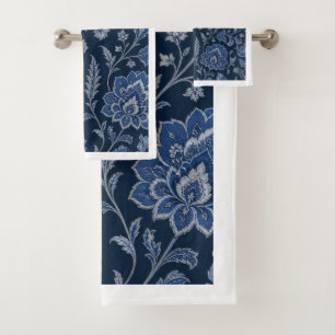 Persian Midnight Garden   Luxury Navy Blue  Bath Towel Set