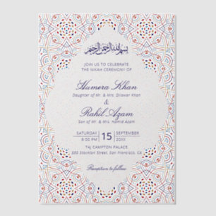 Persian Mihrab Artistic Islamic Wedding Vellum Invitations