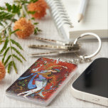 Persian Miniature Dancing Nymph Keychain<br><div class="desc">Dancing Persian girl,  miniature painting 
 Beautiful painting of a young girl nymph wearing traditional Iranian folk costume with flowery flowing robes,  dancing and pouring wine from jug against a fantasy background mostly bright vibrant red</div>