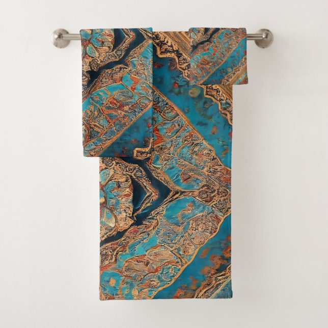 Persian Modern Beautiful Old Pattern Collection Bath Towel Set (Insitu)