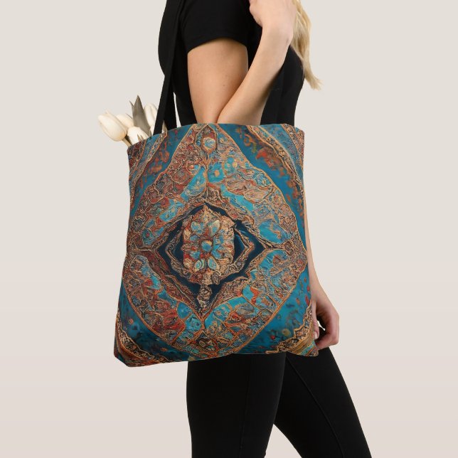 Persian Modern Beautiful Old Pattern Collection Tote Bag (Close Up)