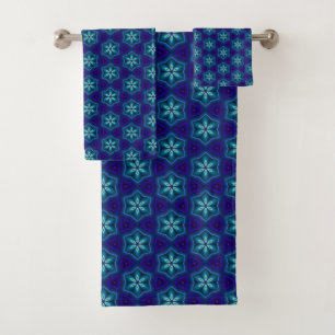Persian Mosaic Tile with 3D Flower Pattern Bath Towel Set