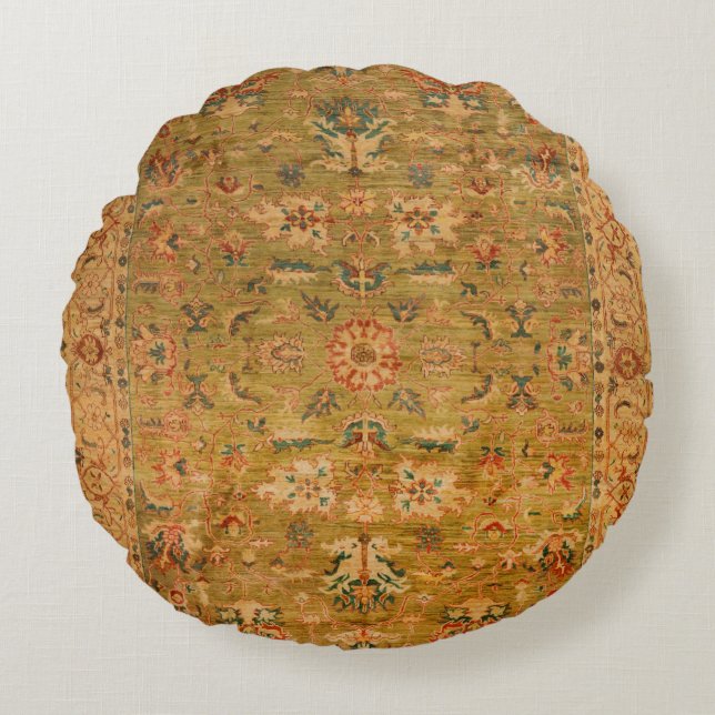 Persian Muted Green Yellow Blue  Round Pillow (Front)