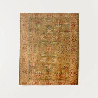 Persian Muted Green Yellow Blue Tapestry