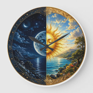 Persian Night & Day Yalda Wall Clock – Sun, Moon &
