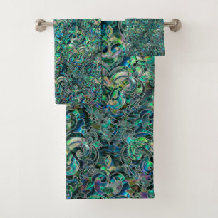 Persian Oriental pattern abalone and silver Bath Towel Set