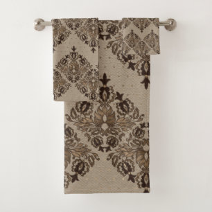 Persian Oriental pattern pastel gold Bath Towel Set