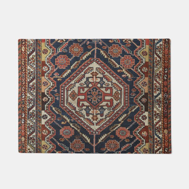 Persian Qashqai Aztec Royal Blue Red  Doormat (Front)