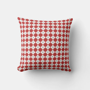 Persian Red and White Chequered Argyle Pattern Throw Pillow