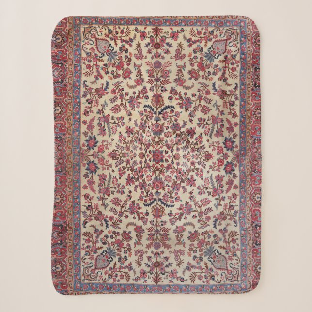 Persian Red Pink Light Blue Purple  Sherpa Blanket (Front)