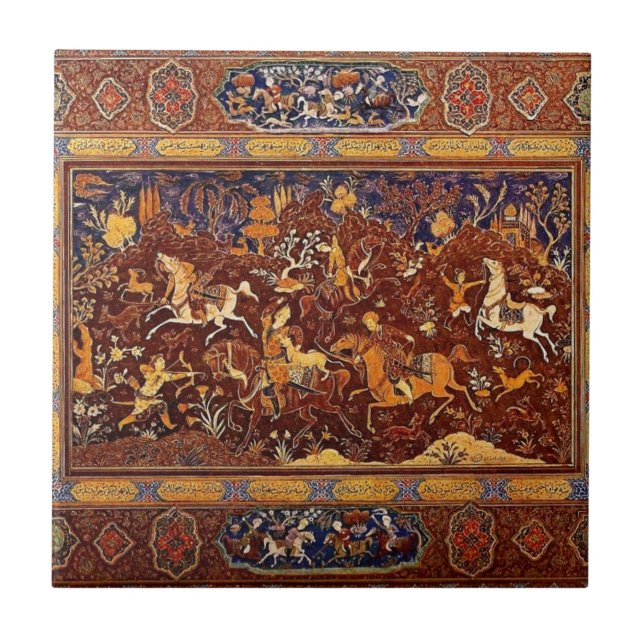 PERSIAN ROYAL HUNT DESIGN. TILE (Front)