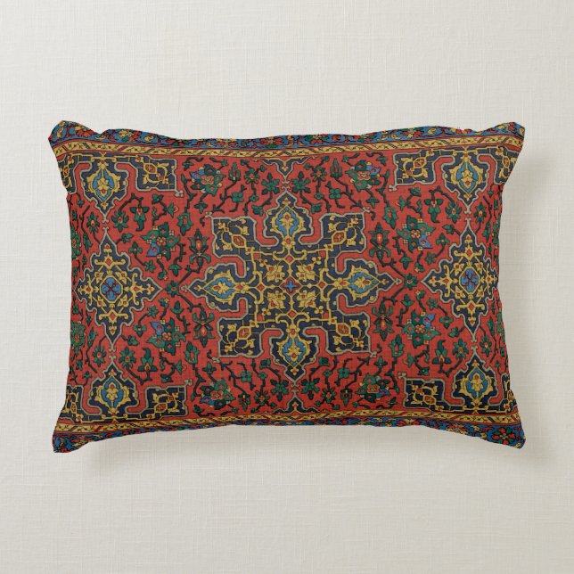 Persian Rug Carpet Red Blue Classic Accent Pillow (Front)
