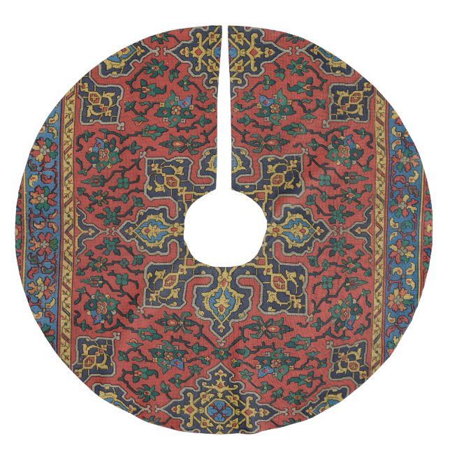 Persian Rug Carpet Red Blue Classic Brushed Polyester Tree Skirt (Front)