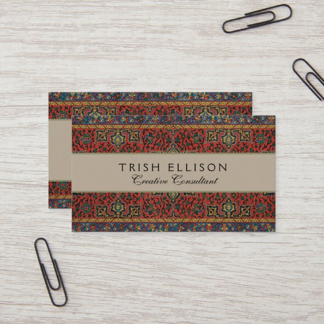 Persian Rug Carpet Red Blue Classic Business Card (Front/Back In Situ)