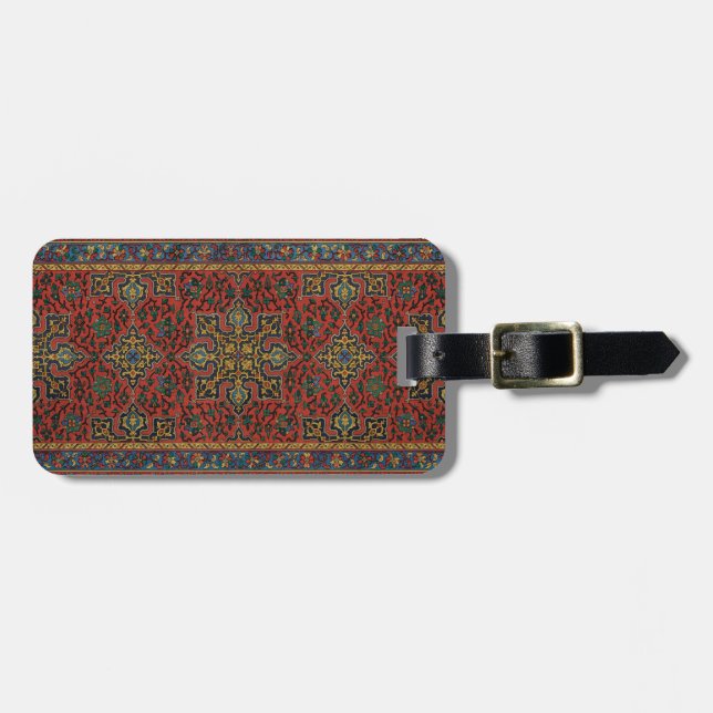 Persian Rug Carpet Red Blue Classic Luggage Tag (Front Horizontal)
