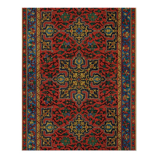 Persian Rug Carpet Red Blue Classic Poster (Front)