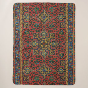 Persian Rug Carpet Red Blue Classic Sherpa Blanket