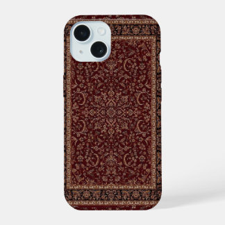 Persian rug design print red geometric pattern  iPhone 15 case