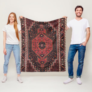 Persian Rug Eastern Accent Vintage Turkish Retro  Fleece Blanket